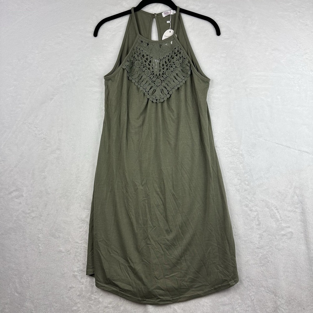 NWT Sweetnight Womens Green Dress Small‎ Halter Lace Top Accent Strapless